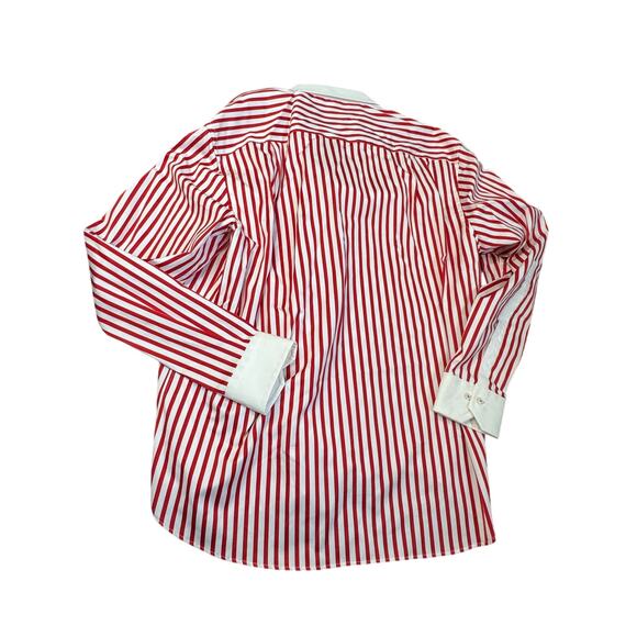 Poggianti 1958 Made in Italy Striped Shirt XXL Cotton White Collar Long Sleeve - Picture 2 of 5